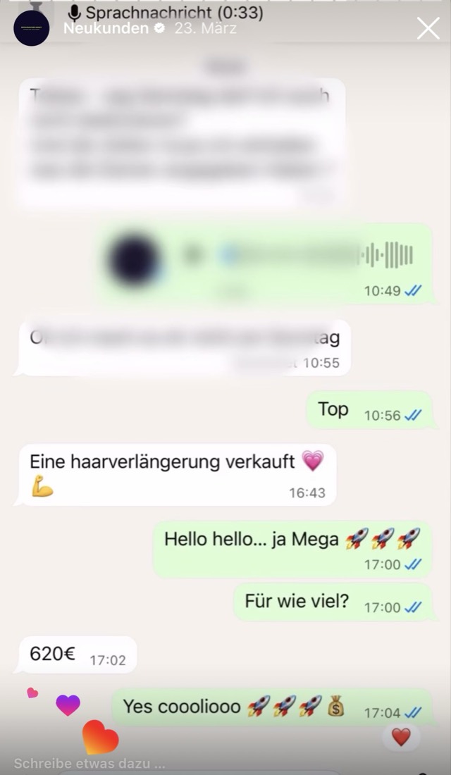 Chat: Haarverlängerung für 620 Euro verkauft