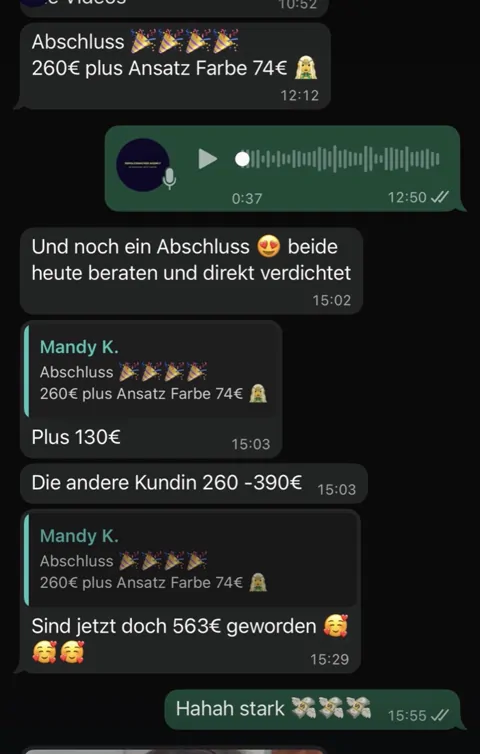 WhatsApp: zwei Abschlüsse, 563 €