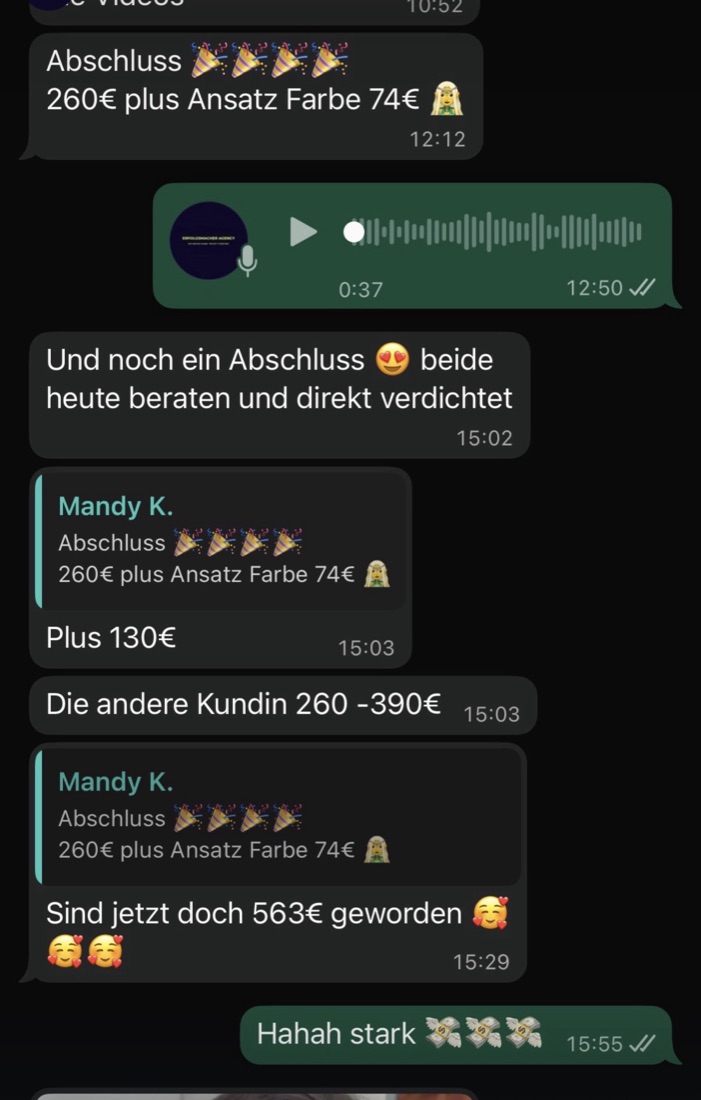 WhatsApp: zwei Abschlüsse, 563 €